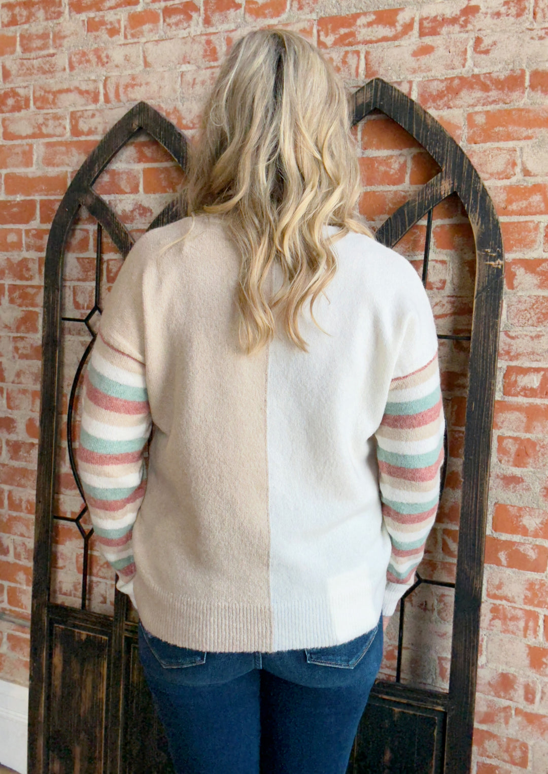 What A Combo Color Block Sweater