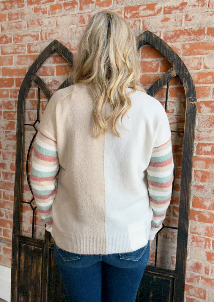 What A Combo Color Block Sweater