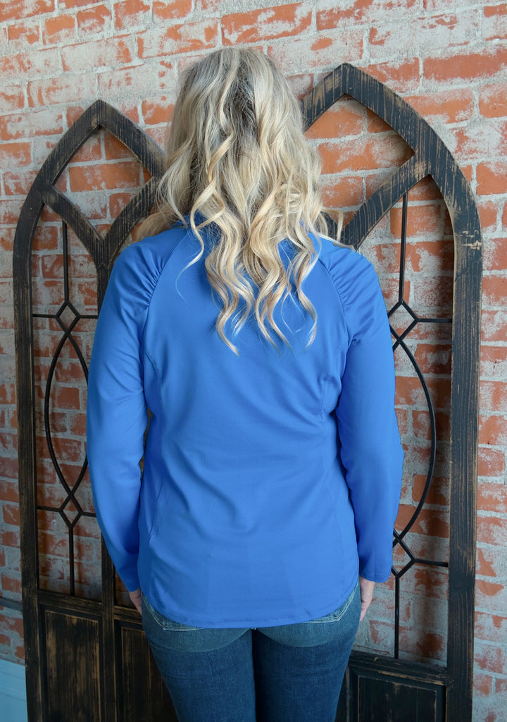 Let's Get Active Basic Half Zip- Green & Royal