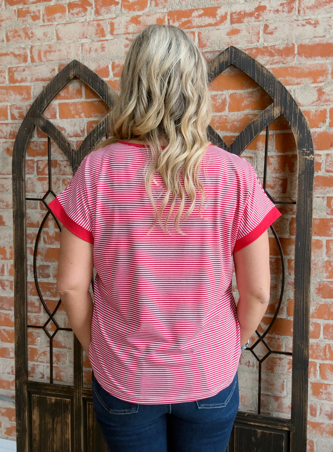 Pass By Me Striped Tee-Red