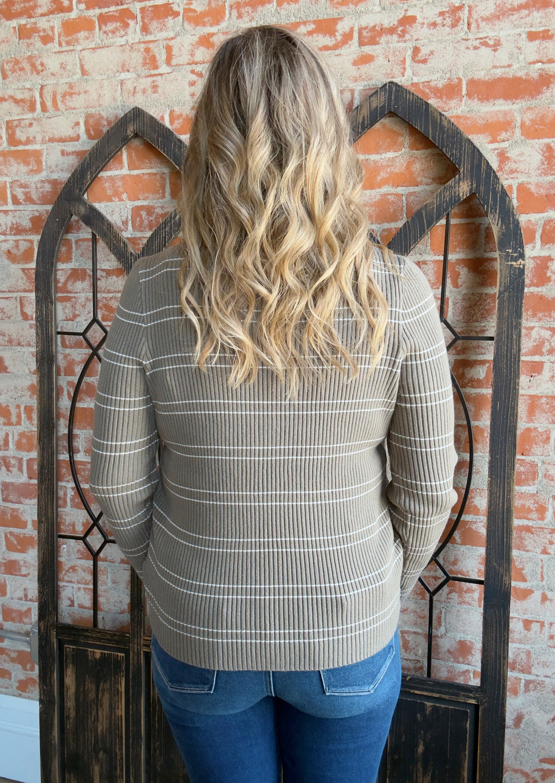 Right Next To Me Striped Sweater-Sage