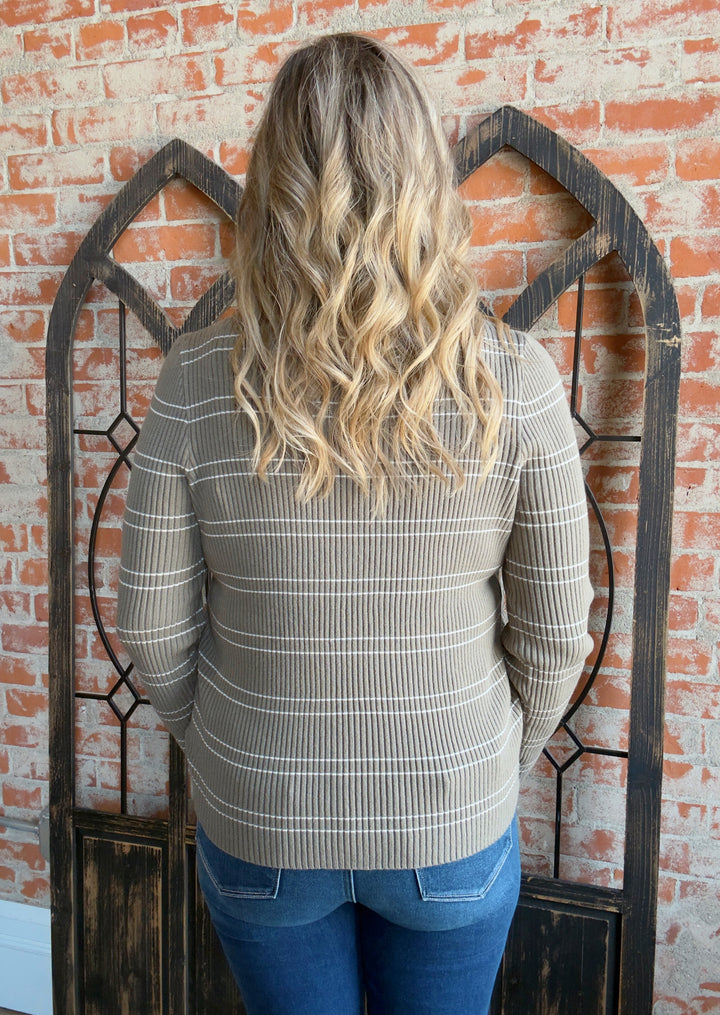 Right Next To Me Striped Sweater-Sage