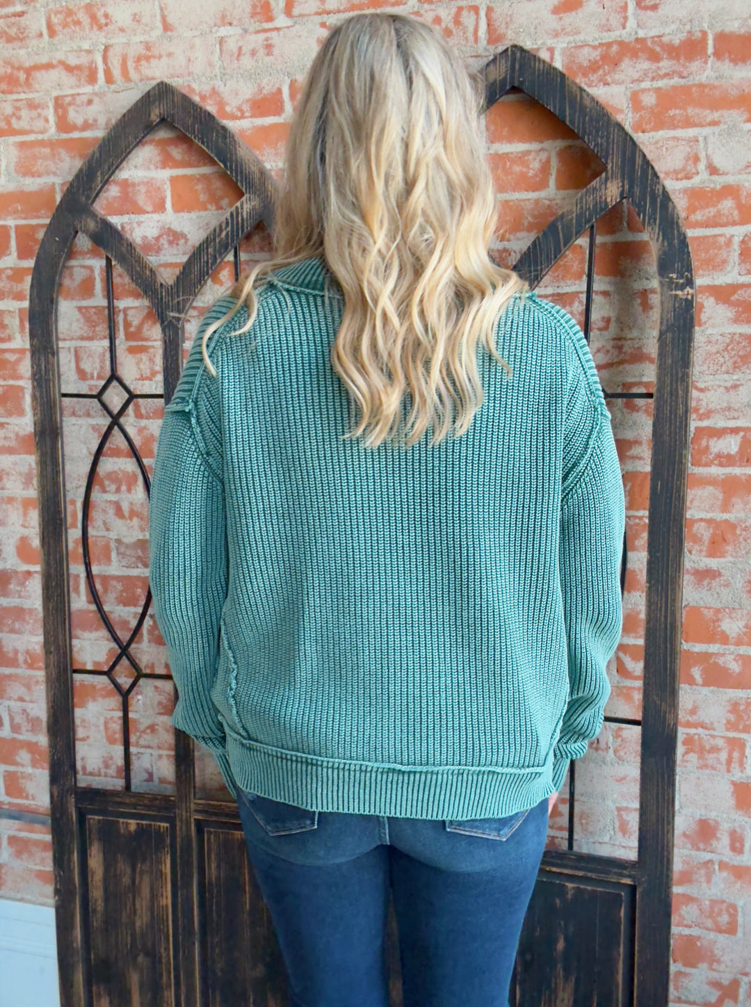Your True Self Washed Cardigan-Green