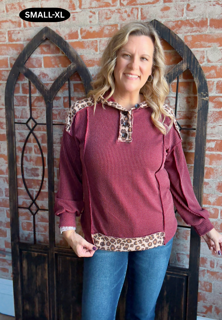 I'm Enjoying The Moment Leopard Color Block Hoodie