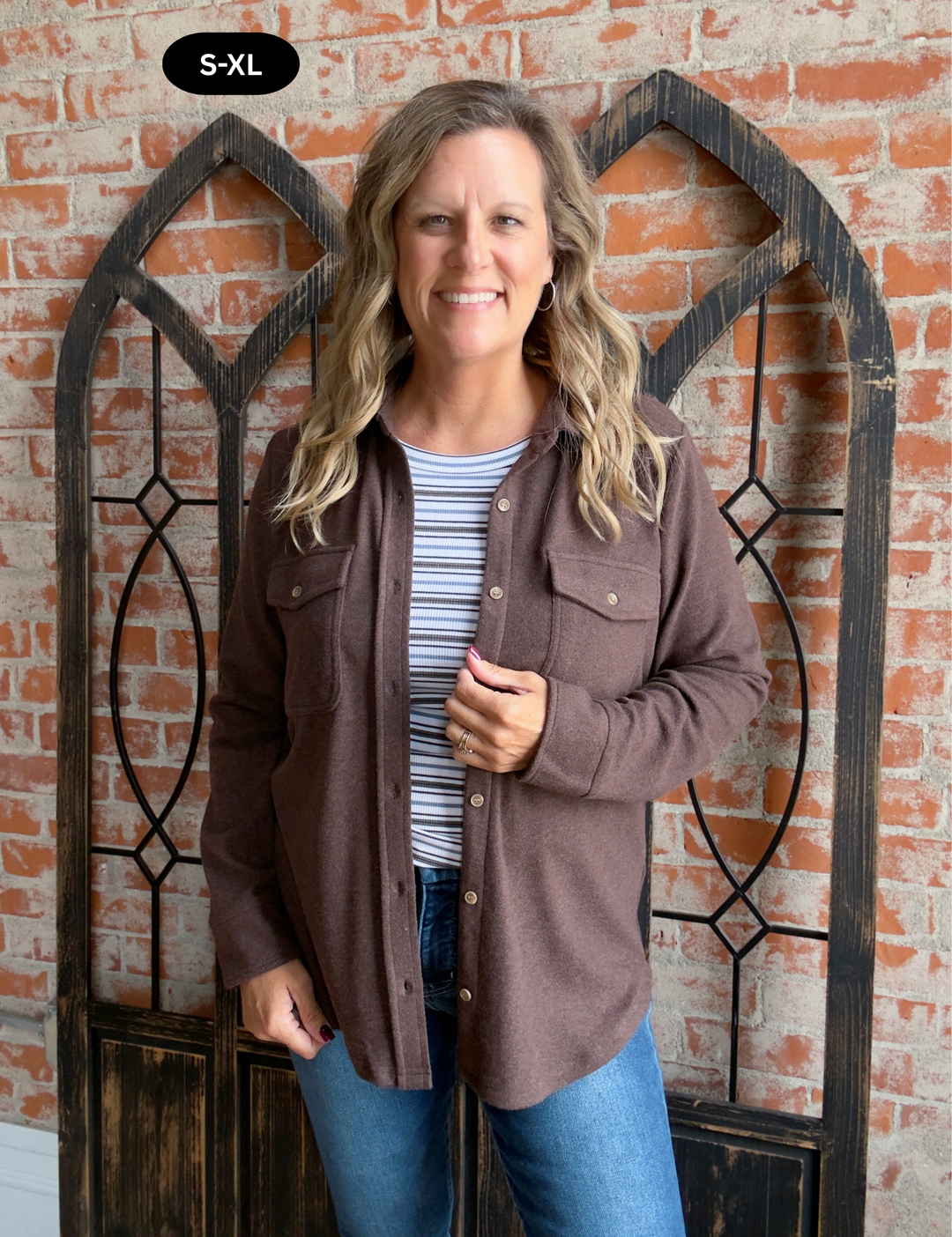 Teddy Soft Basic Shacket-Coffee Bean