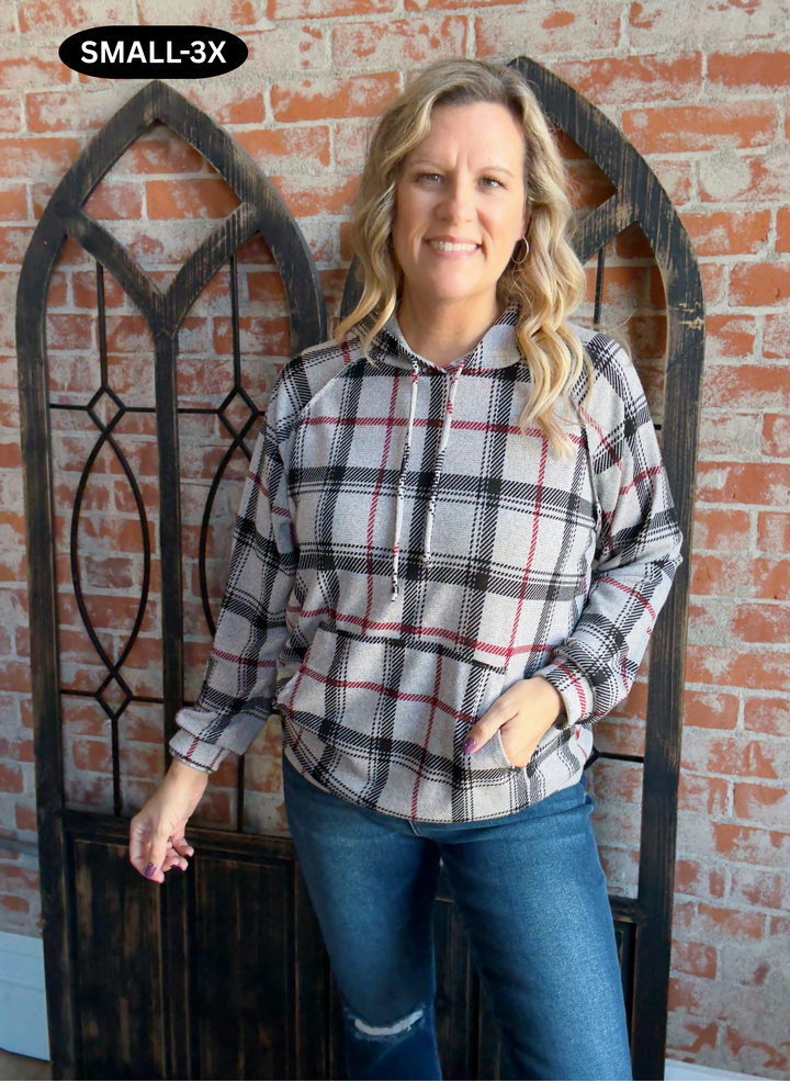 It Starts Here Plaid Hoodie