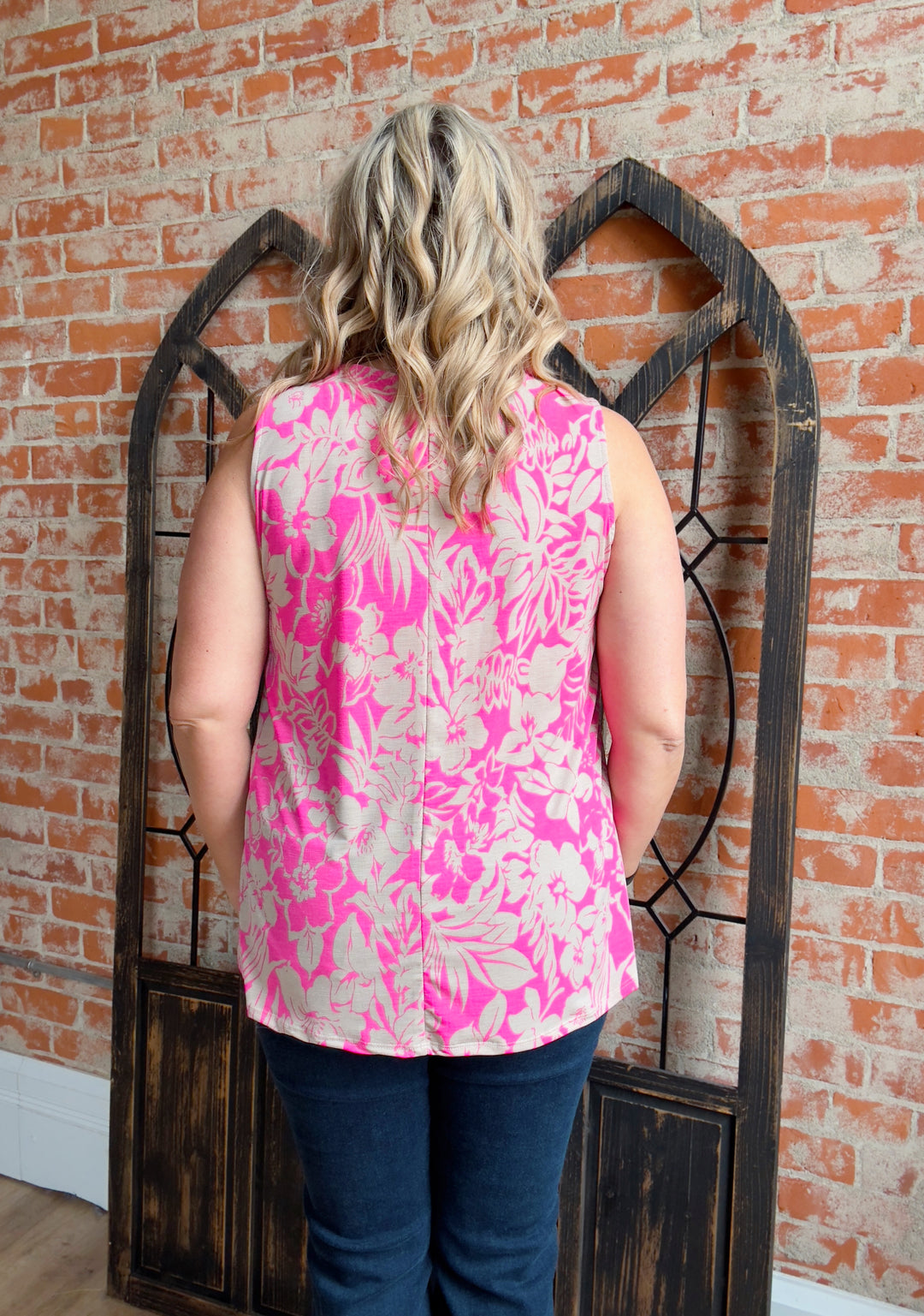 Pink Hawaiian Floral Ivy Tank