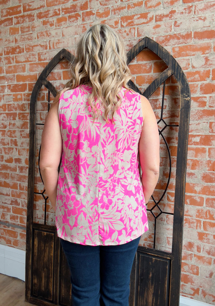 Pink Hawaiian Floral Ivy Tank