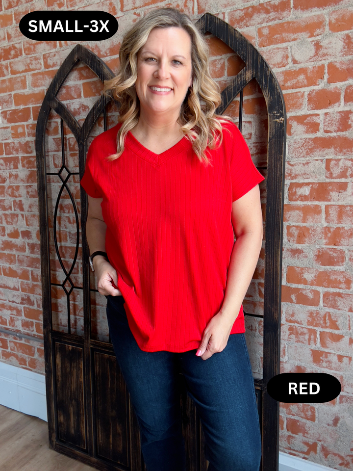 One Day At A Time Wide Ribbed Tee- 2 Colors