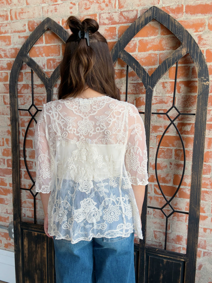 Meet You There Lace Crochet Kimono