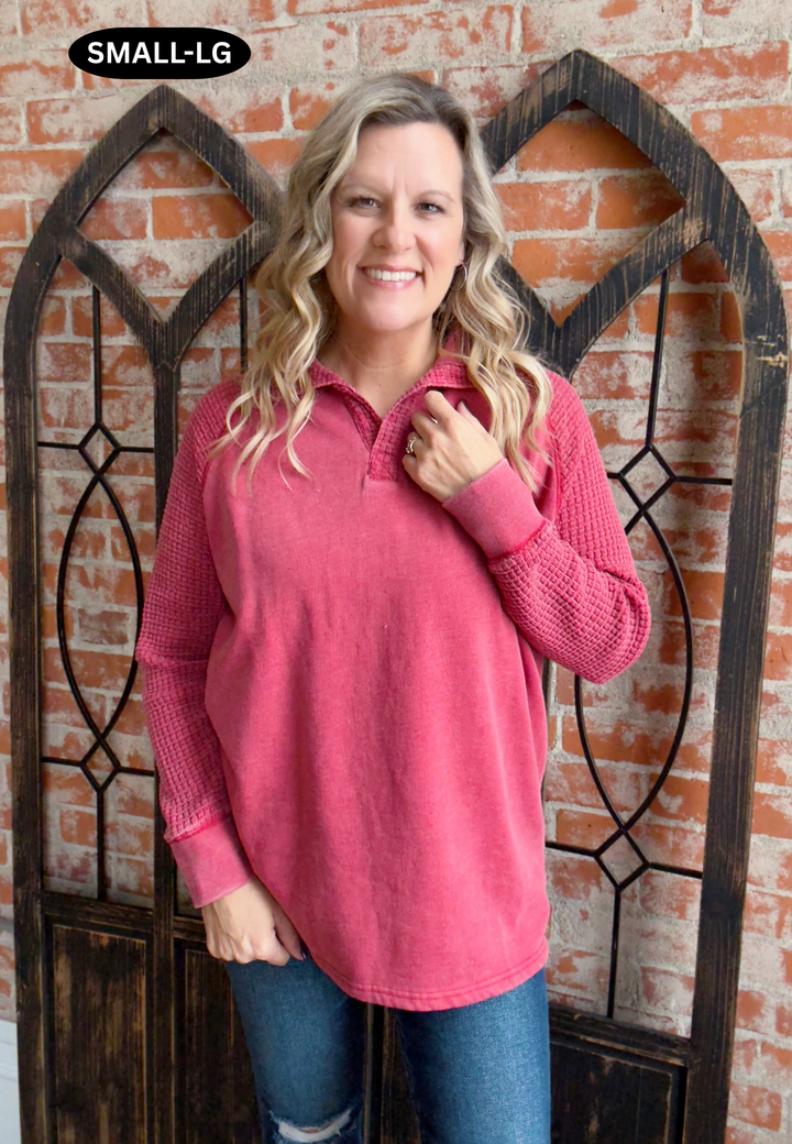 Eyes On You Waffle Henley