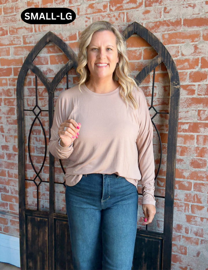 Always A Favorite Long Sleeve-Taupe