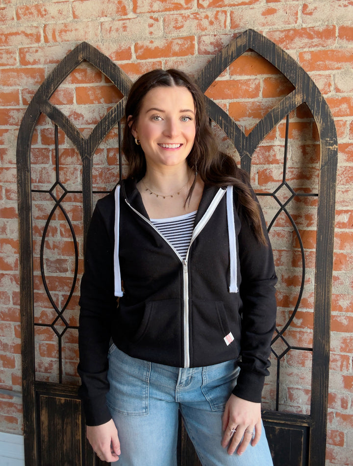Always A Yes Fleece Zip Up-Black