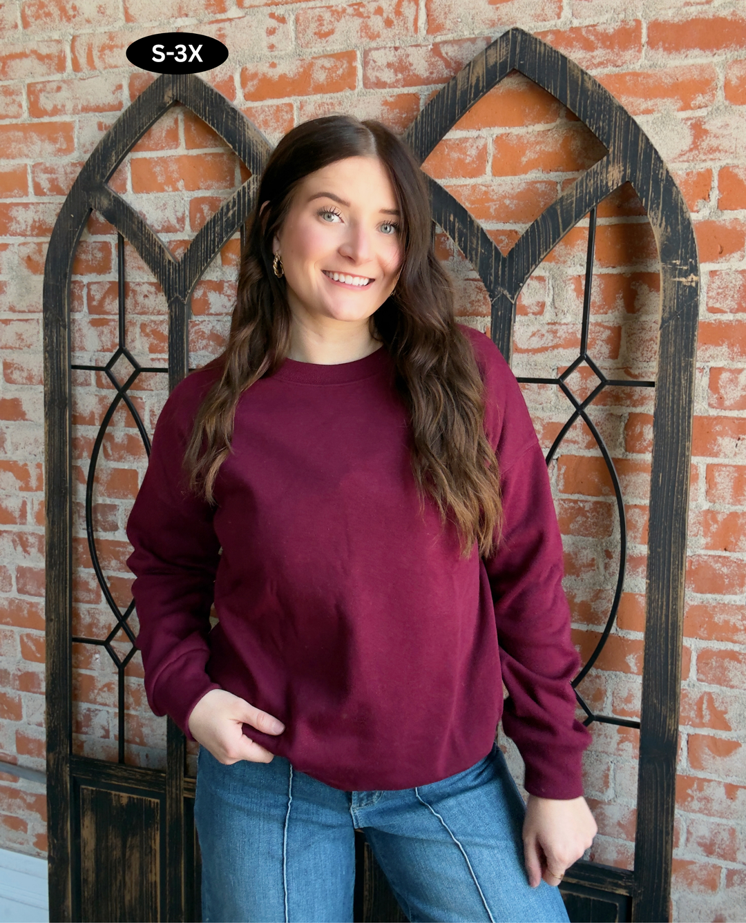 Cozy By The Campfire Crewneck-Burgundy