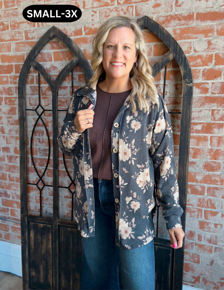 Pick Of The Day Ribbed Floral Shacket