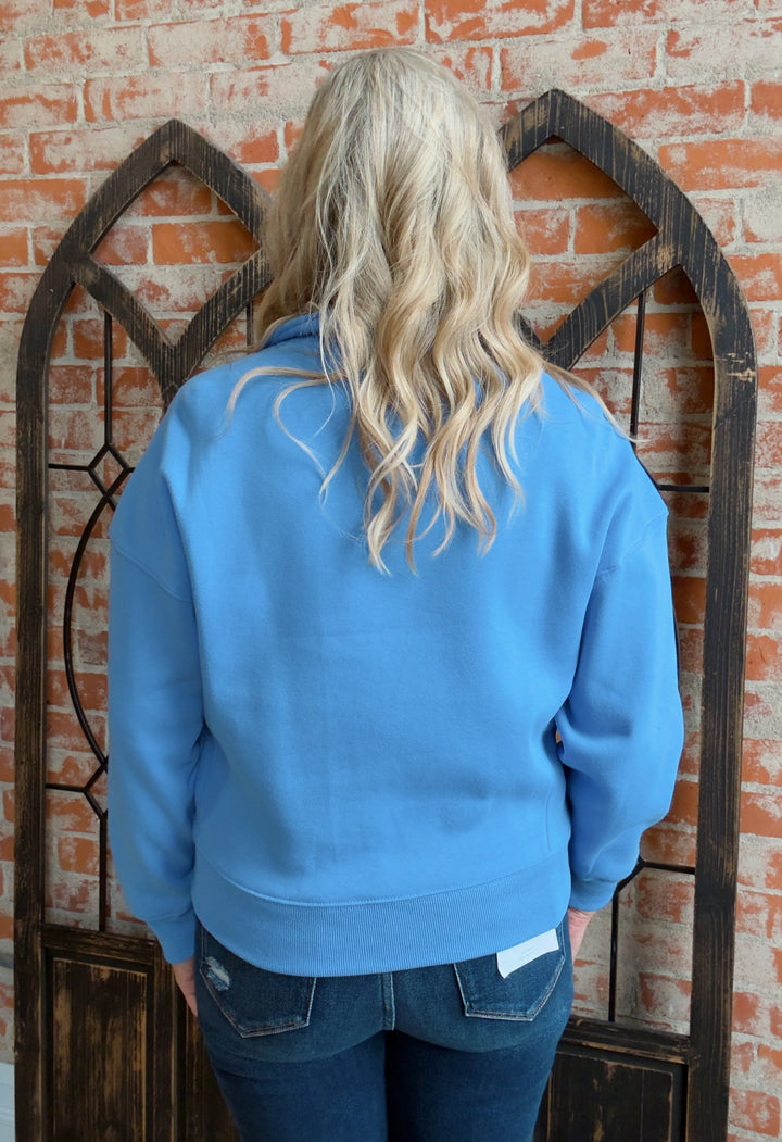 Burst Of Cozy Fleece Pullover-Powder Blue