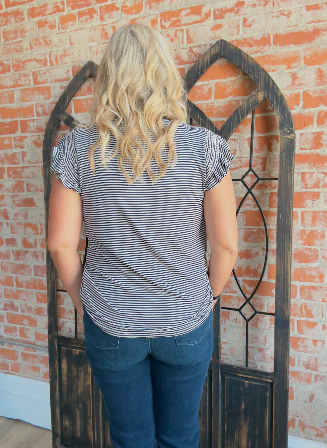 Call You Mine Striped Ruffle Sleeve
