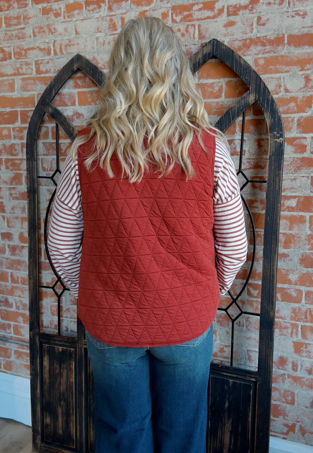 Here For It Quilted Vest-Copper