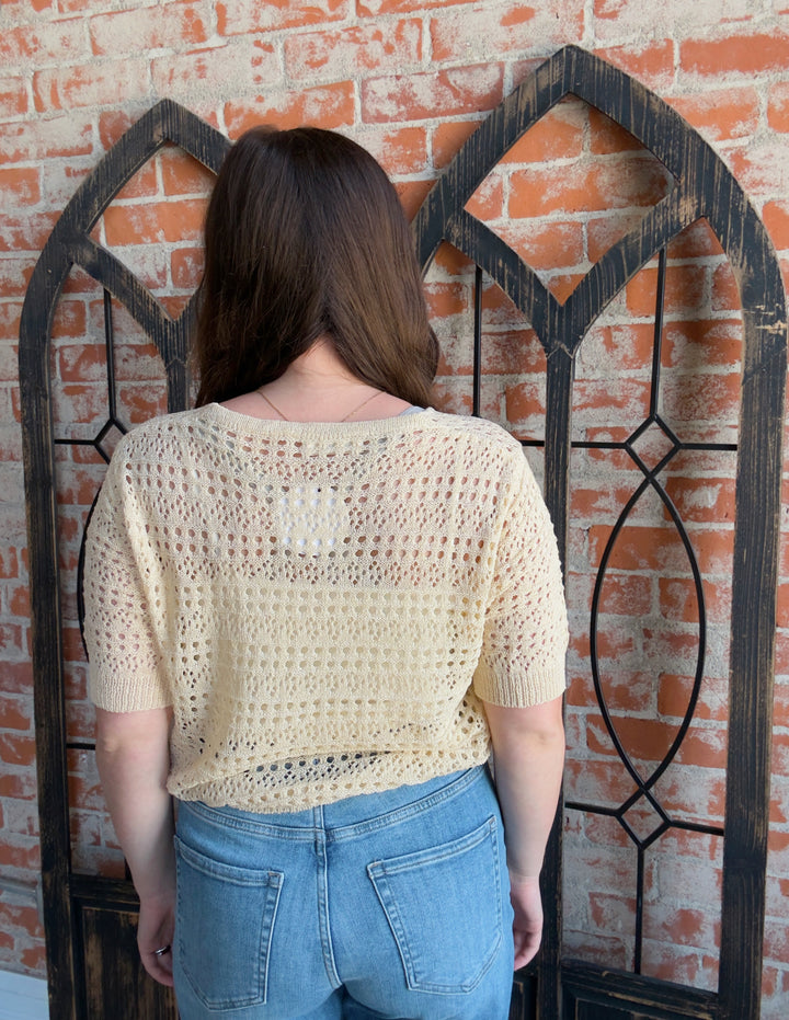 With A Twist Scrunched Crochet Sweater