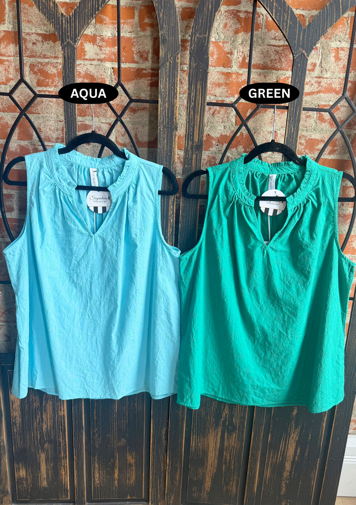 When In Rome Embroidered Tank-Summer Colors