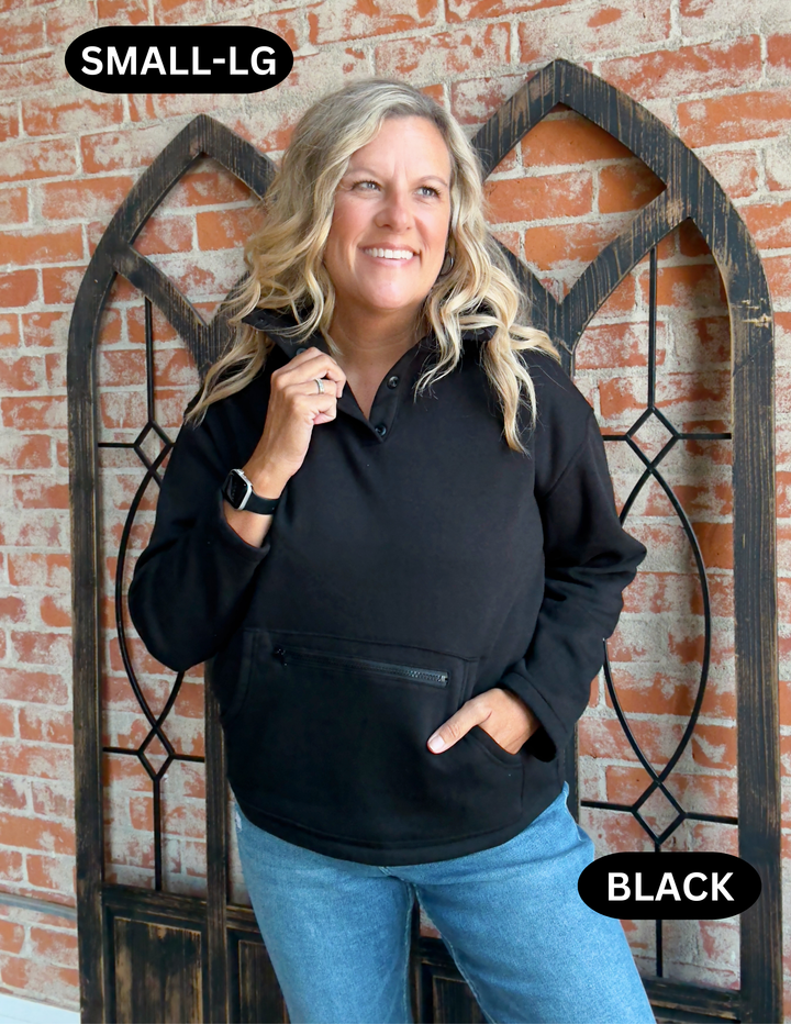 Top Secret Fleece Half Button Up-2 Colors