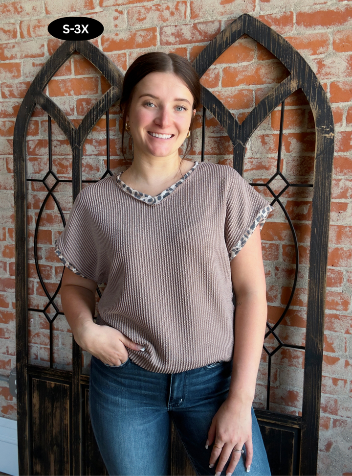 A Spicy Surprise Leopard Trim Tee