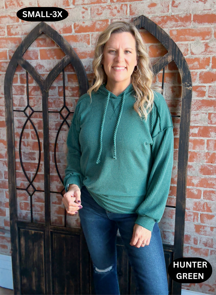 Keep It Goin' Ribbed Hoodie-2 Colors