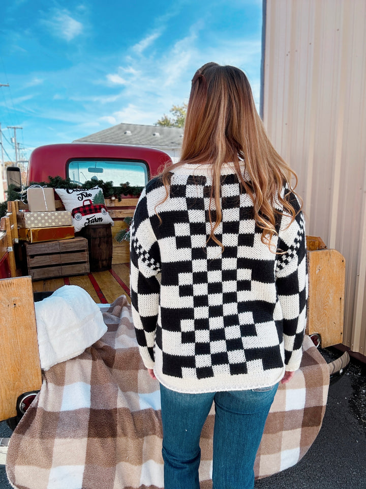 Always Have A Plan Checkered Sweater