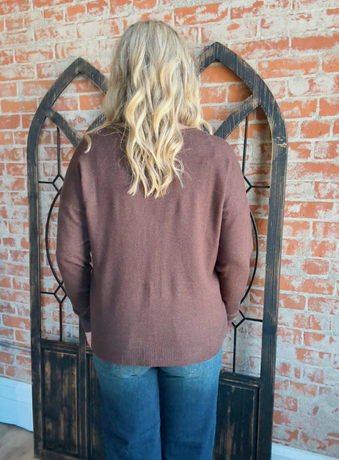 It's A Keeper Center Seam Sweater- Brown