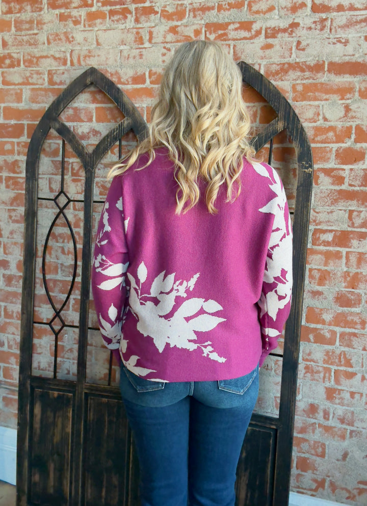 The Beautiful Change Floral Sweater-Magenta