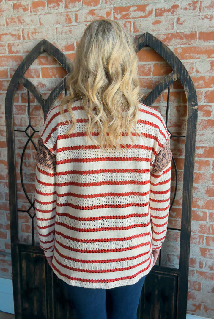 Touch Of Spice Striped Leopard Color Block