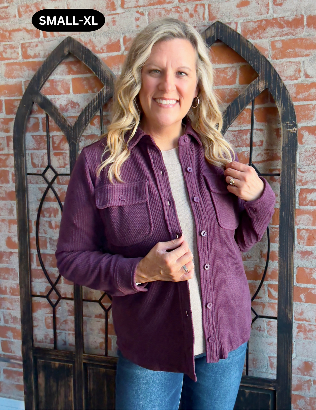 Follow In Line Corded Shacket-Plum