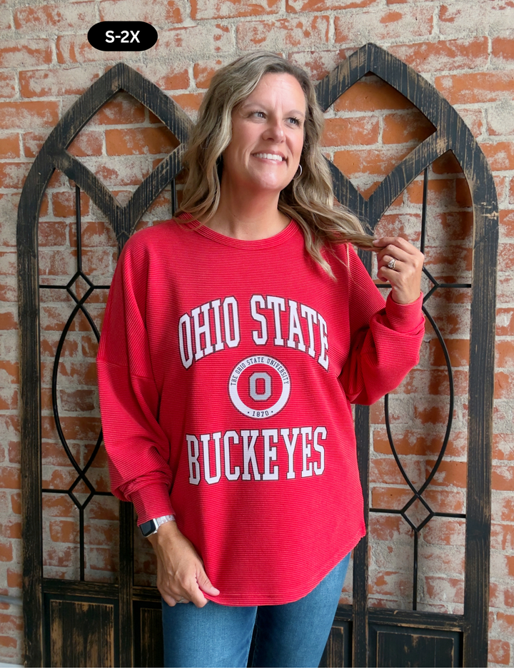 OSU Relentless Red Ribbed Pullover