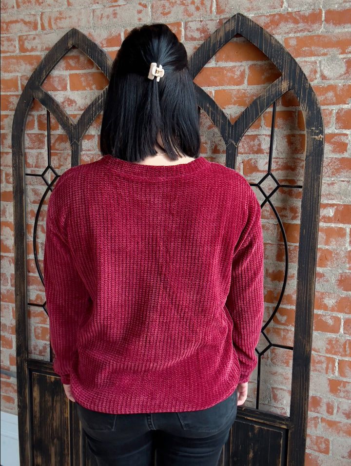 Make It a Good Time Chenille Long Sleeve-Holiday Colors