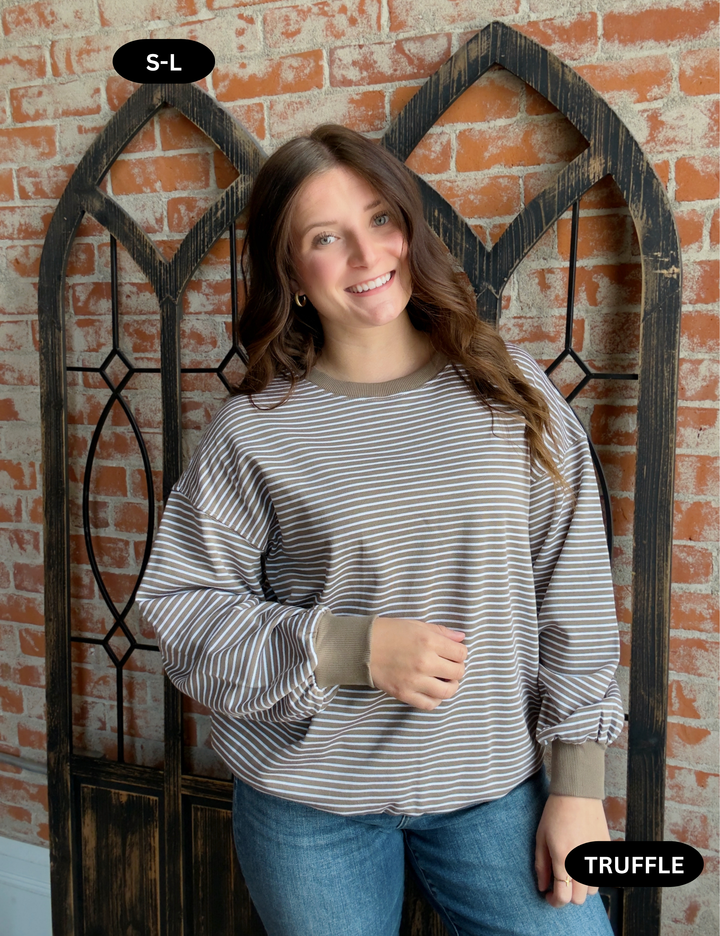 Relaxing Moments Striped Crewneck-3 Colors