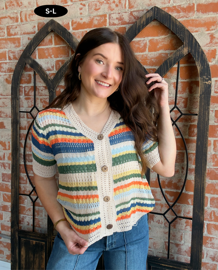 Splash Of Color Crochet Button Up