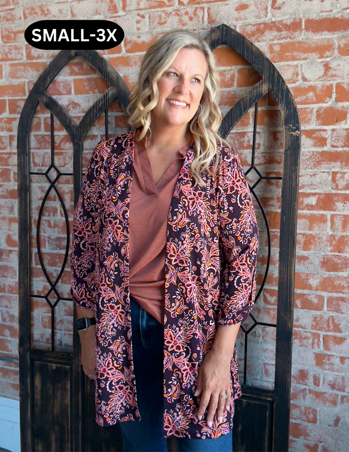 Vibrant Vision Leafy Paisley Kimono