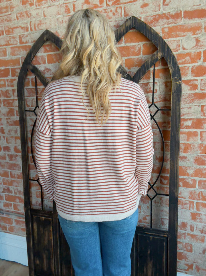 Get It Striped Sweater-Copper