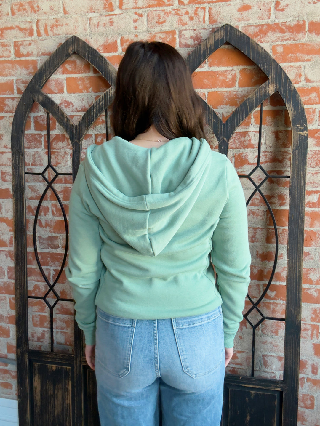 Always A Yes Fleece Zip Up-Sage