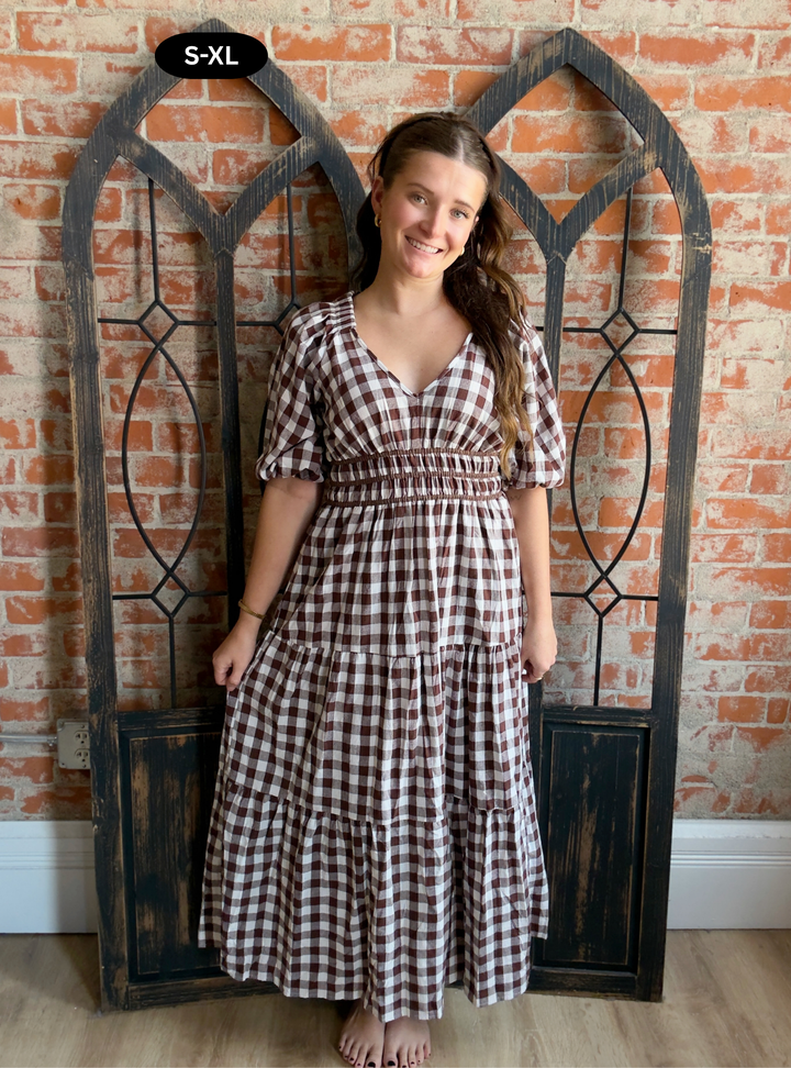 Fall Embrace Gingham Dress