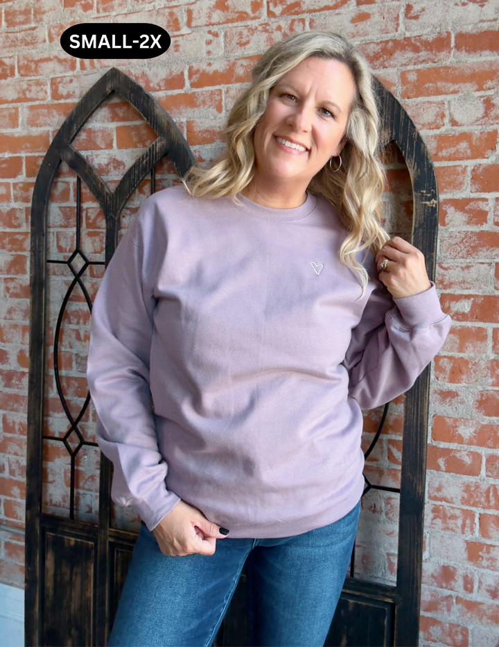 Dusty Lilac Embroidered Broke Is Beautiful Crewneck