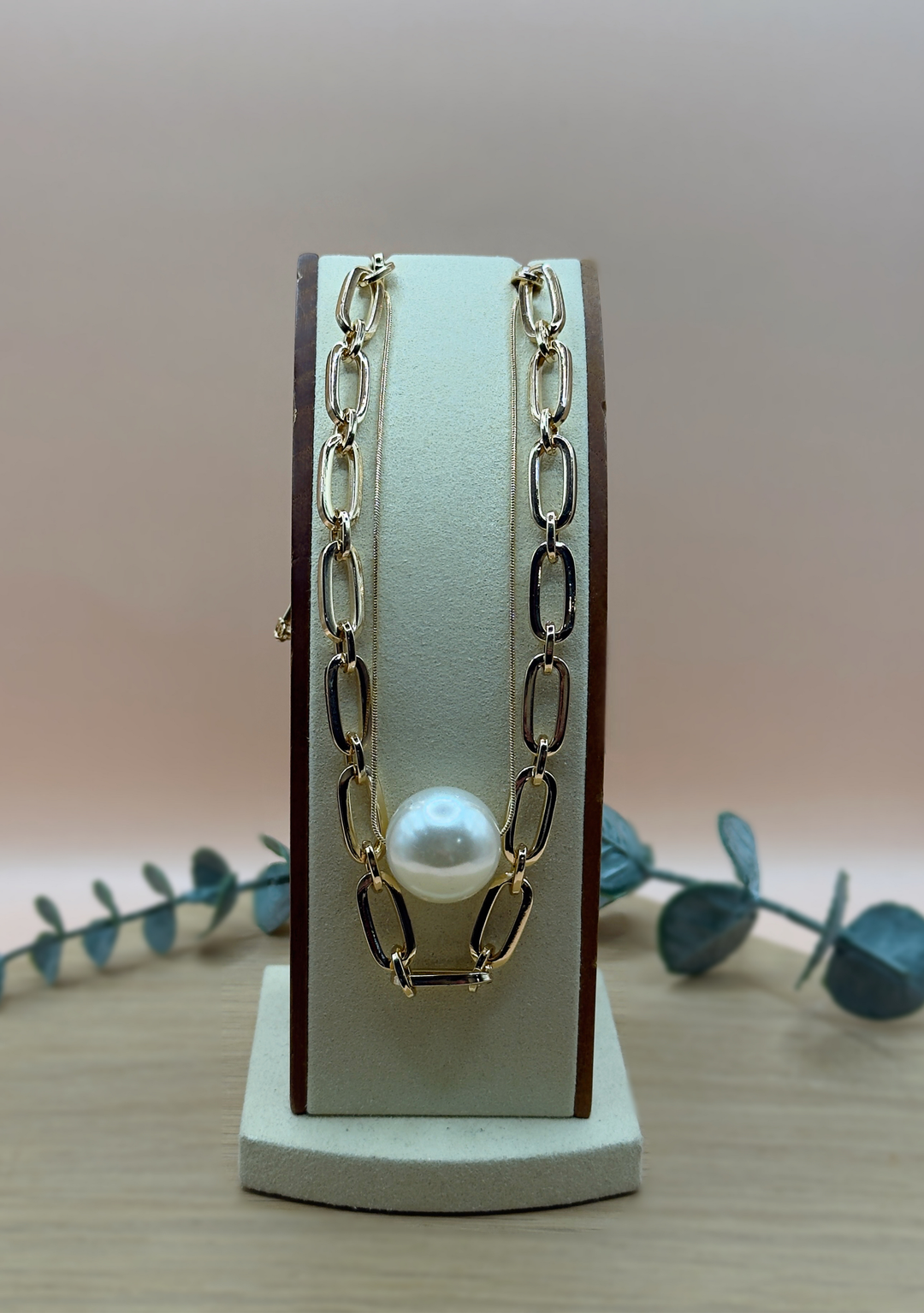 Water Resistant Pearl Double Layer Necklace