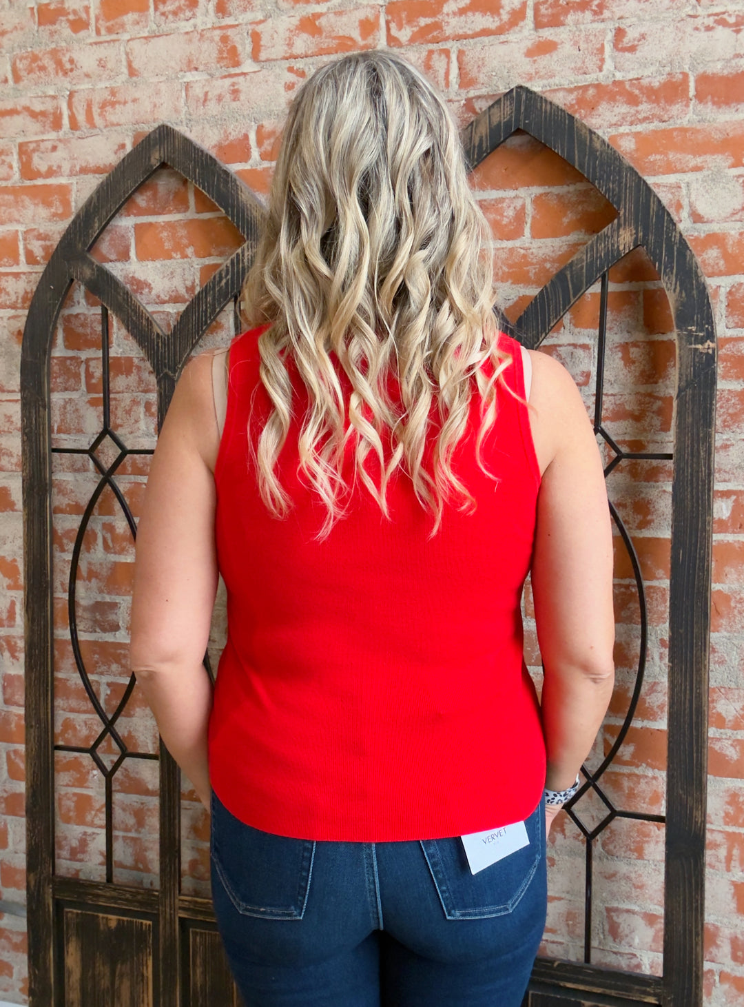 Worth It Scalloped Tank-Red & Pink