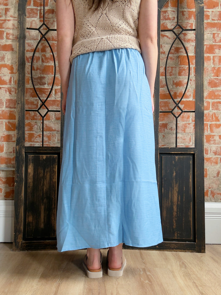 Take Me To France Button Skirt