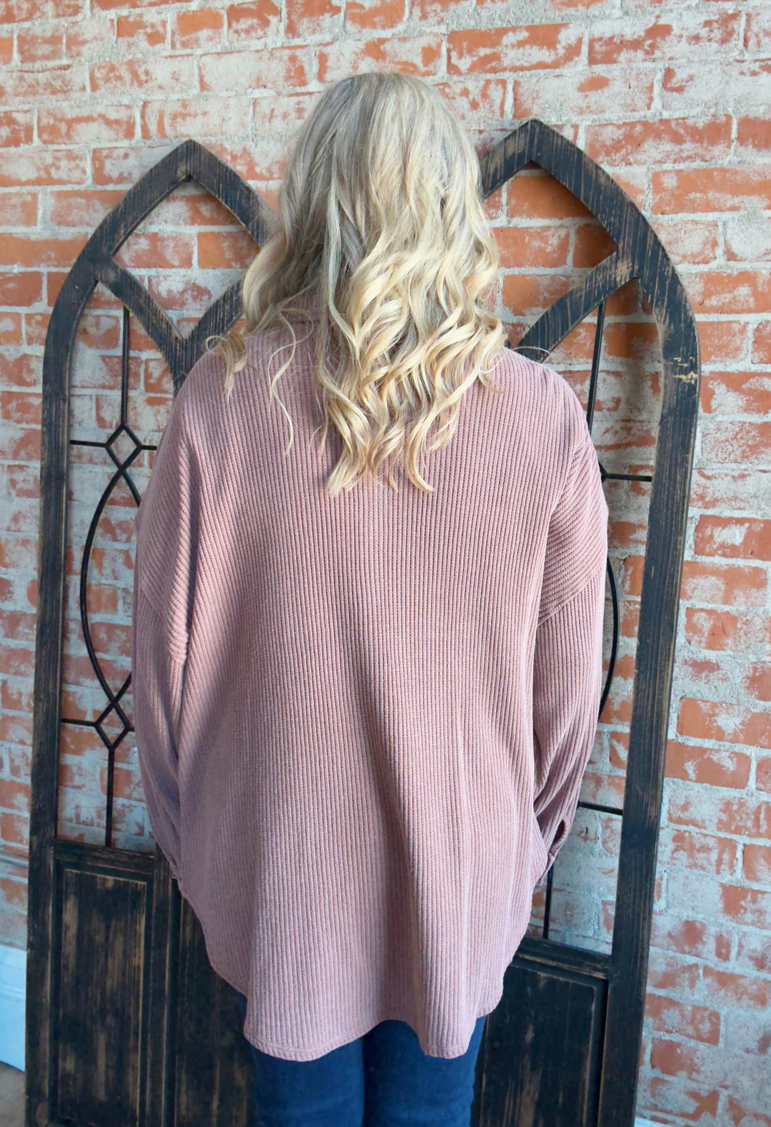 Fall Devotion Waffle Shacket-Chestnut