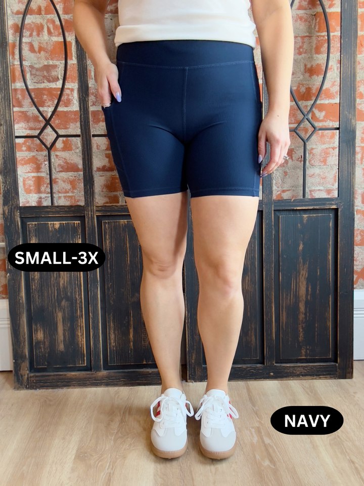 Stay Active Ribbed Biker Short- 3 Colors
