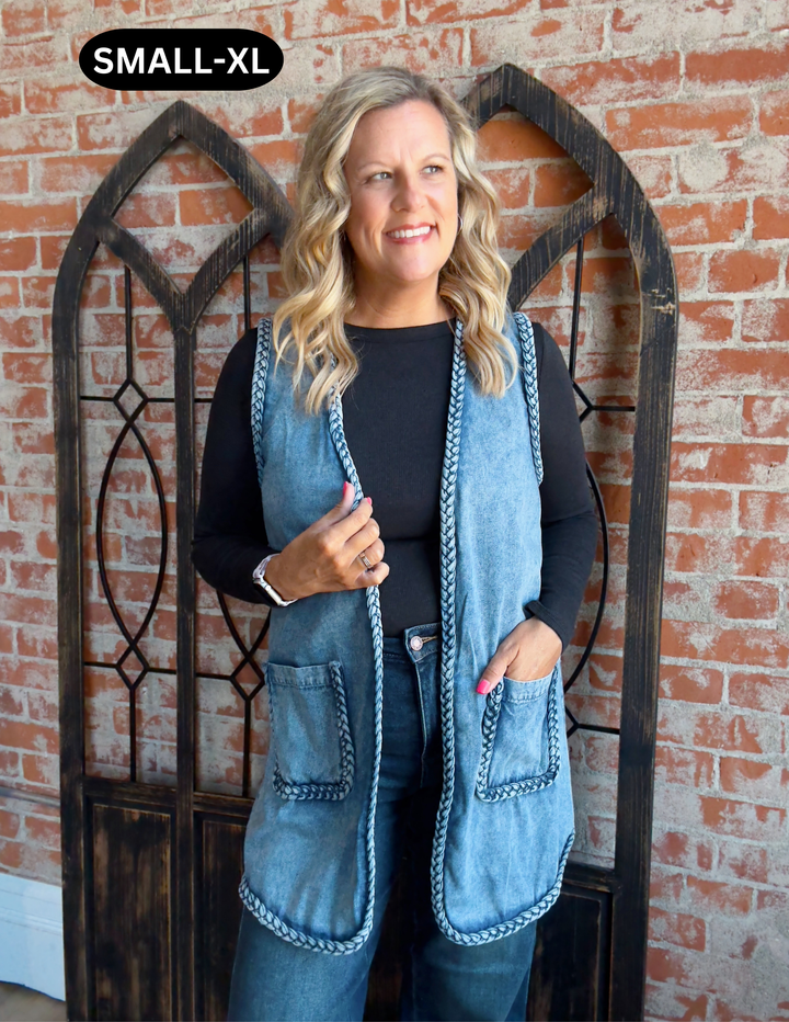 Last Chance Braided Denim Vest