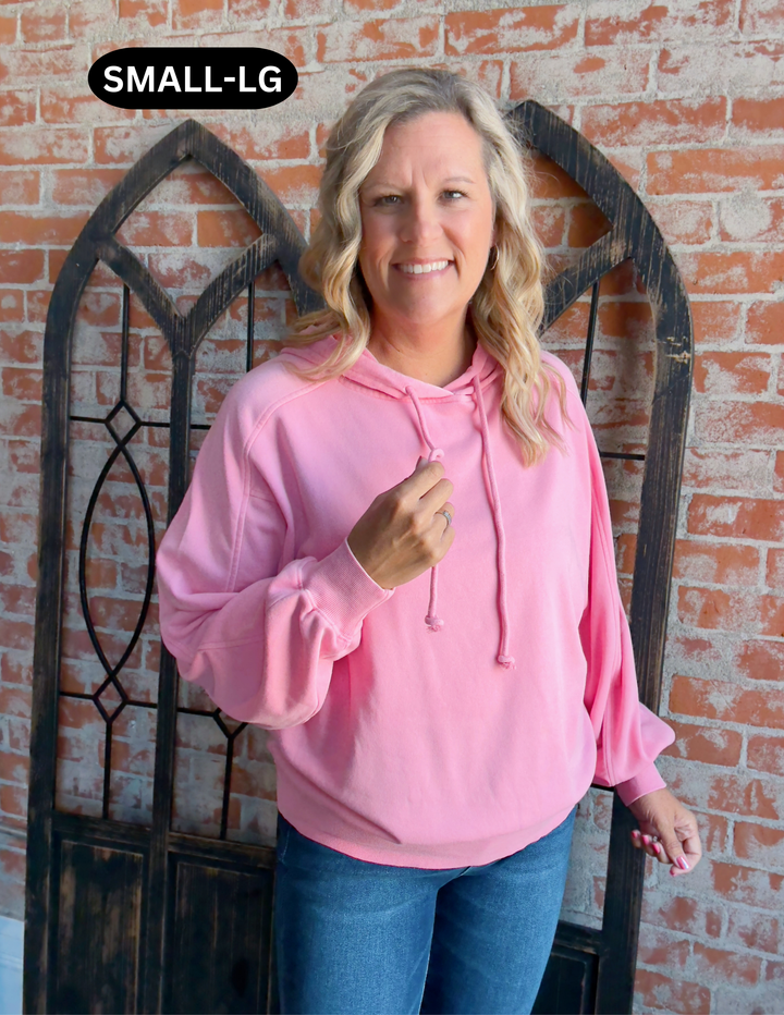 Give Me Time French Terry Hoodie-Pink