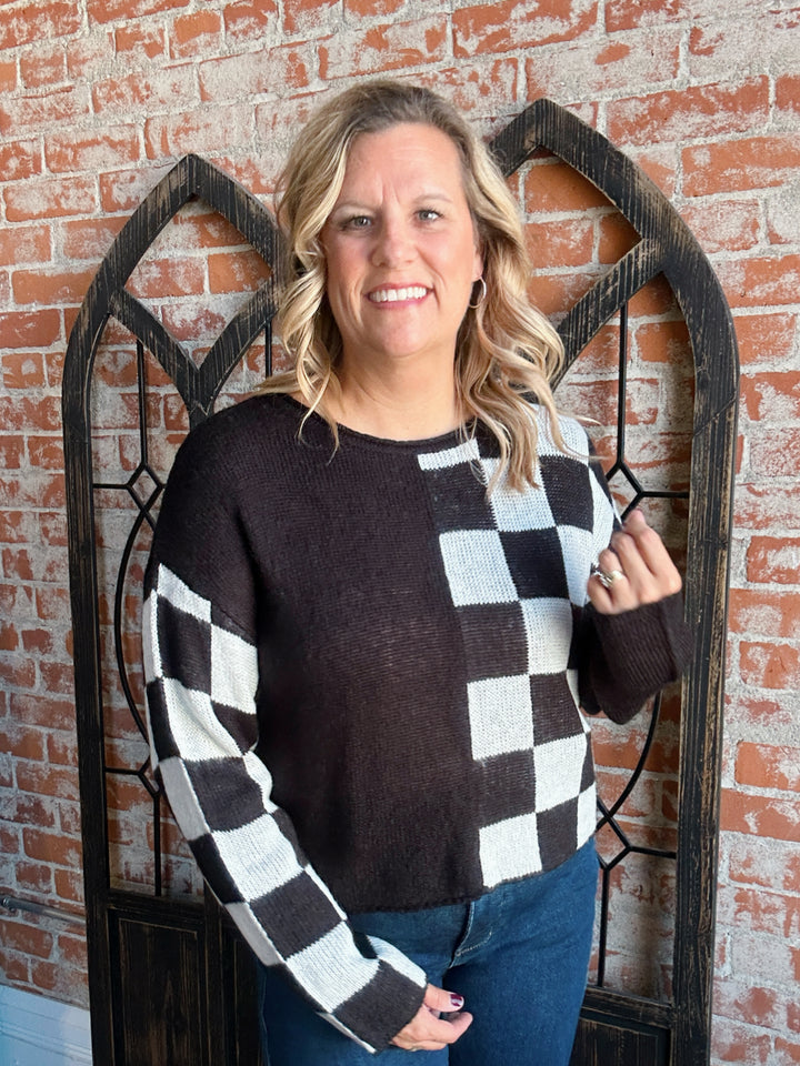 Always Winning Checkered Color Block Sweater