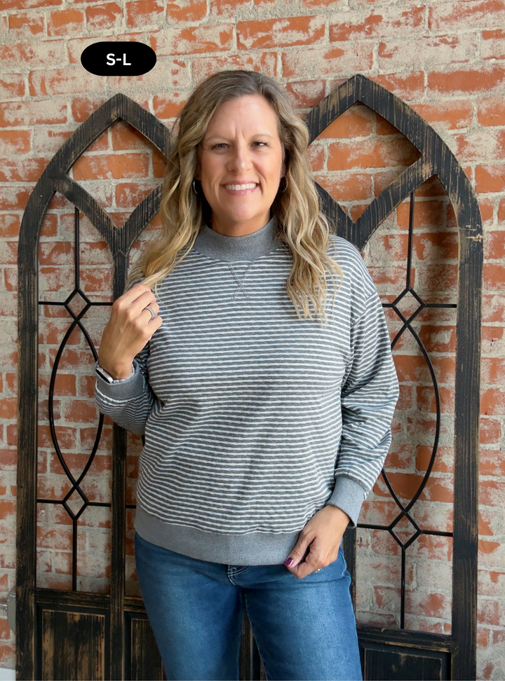 It Makes Sense Striped Mock Neck